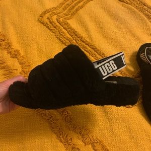 Black platform ugg slippers